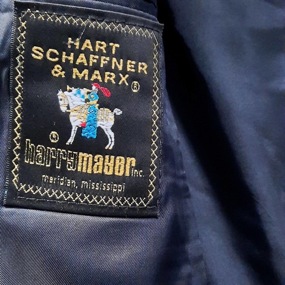 Vintage Hart Schaffner Marx Suit Blazer Men 44R Blue Stripe Sport Coat Wool - Picture 3 of 9